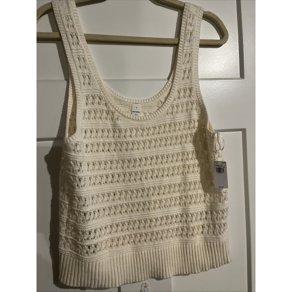 Old Navy Womens Cropped Crochet Sweater Tank Top White Size Large 875834-04-1